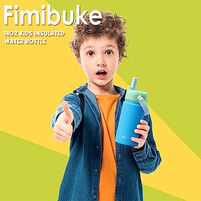 Fimibuke Kids Insulated Water Bottle, 14oz BPA FREE Double Wall Vacuum Tumbler 18/8 Stainless Steel Leak Proof Kids Cups with Straw Metal Water Bottle for School Boys Girls (2 Pack, Midnight Rose) - color: B4. Midnight Rose