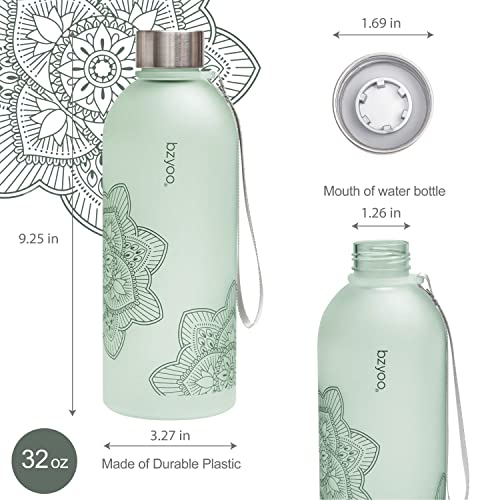 bzyoo 32 OZ 1 Liter Time Marker Water Bottle BPA Free Frosted Durable Plastic With Strap&24oz (710ml) Double Wall Plastic Tumbler with Lid and Straw