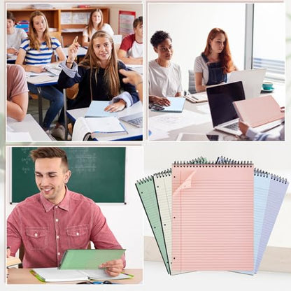 MotiMind 10 Pack 8.5" x 11" Top Spiral Notebook with 3 Hole Punched Legal Pads Notepad 50 Sheets Hard Cardboard Paper Wirebound Notepad for Office School Business (College Ruled,Gray Tones) - color: Gray Tones