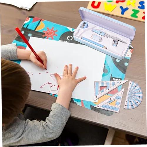 8 Piece Geometry Set, Math Tools Kit with Metal Compass, Protractor, Ruler for Students, Engineers and School Office Use