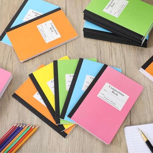 Composition Notebooks Bulk Wide Ruled Lined, 8.5 x 5.5 Inch, 30 Sheets/60 Pages, Back to School Supplies, First Day of School Notebooks for Teacher Student Office Supplies(50 Pack)