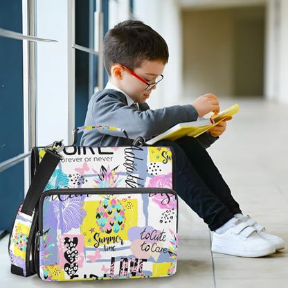 Pineapple 3 D-Ring Binder Bag Multi-Pocket Zipper Organizer | with Handle and Detachable Shoulder Strap Holds 500 Sheets for School Office Supplies - color: Dhb-106