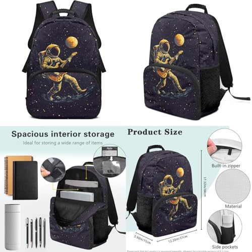 17 Inch Kid's 4PCS Backpack Set, Back to School Essentials | Insulated lunch box, water bottle pouch, pencil case, lightweight, padded shoulder straps, for elementary, middle school - color: Astronaut Starry