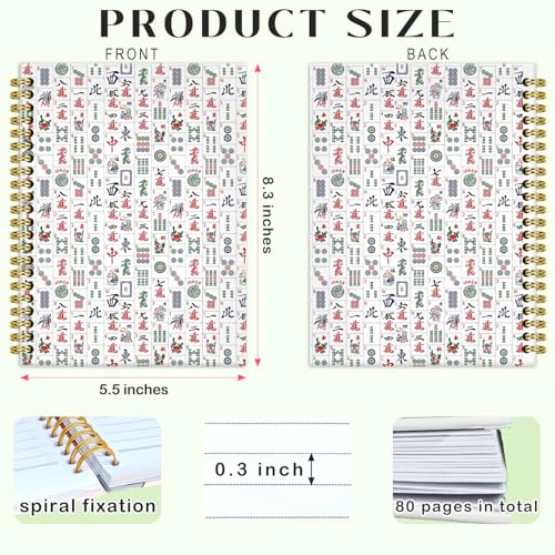 Mahjong Lover Gifts Notebook Journal 5.5x8.3, Funny Mahjong Tile Notebook Gifts for Women Mah Jong Lovers Players, Mah Jong Accessories Journals, Hardcover Spiral Notebooks for Note Taking - color: 4