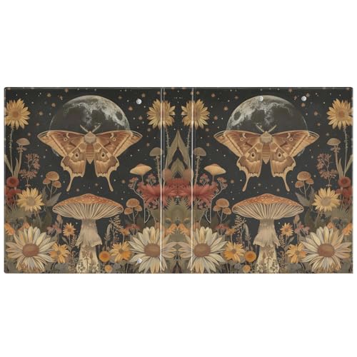 Moth Mushroom Flower Printed 3-Ring Binder for School Office, 1.5 Inch Round Ring Binder for Home Recipe Budget Aesthetic Binder with Pocket Metal Non-Slip Clip Holds 200 Sheets of Paper - color: Moth Mushroom Flower