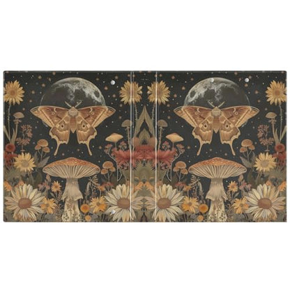 Moth Mushroom Flower Printed 3-Ring Binder for School Office, 1.5 Inch Round Ring Binder for Home Recipe Budget Aesthetic Binder with Pocket Metal Non-Slip Clip Holds 200 Sheets of Paper - color: Moth Mushroom Flower