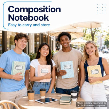 gisgfim 12 Pack Bulk Composition Notebook Wide Ruled, 12 Different Vibrant Colors, 96 Pages (48 Sheets), 9-3/4 x 7-1/2" Hard Cover Journal Notebooks for Studentsd,Classroom and Office(Boho) - color: Boho