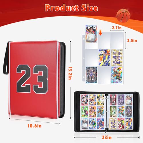 Basketball Card Binder 900 Pockets, Basketball Card Holder for Trading Cards, 3 Ring Sports Card Collection Binder with 50 Removable Sleeves, Christmas Gift