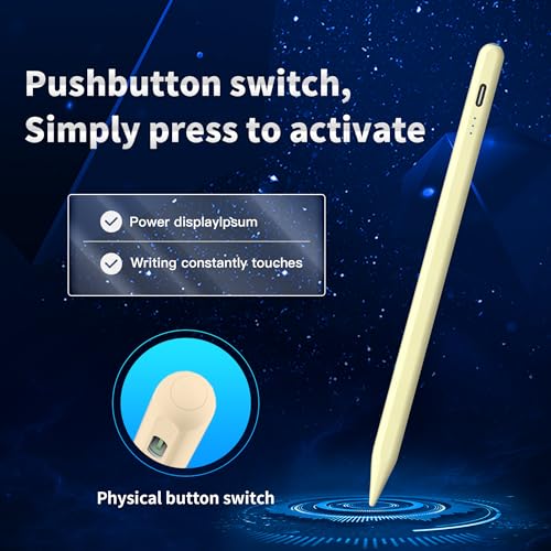 Stylus Pen Android for Samsung Galaxy Tab A11+/A11/A9/A9Plus/A8/A8plus/A7/A7lite Push-Button Switch, Accurate Writing, +2Nibs&Long Battery Life(NW Yellow) - color: NW Yellow