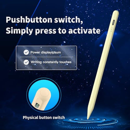 Stylus Pen Android for Samsung Galaxy Tab A11+/A11/A9/A9Plus/A8/A8plus/A7/A7lite Push-Button Switch, Accurate Writing, +2Nibs&Long Battery Life(NW Yellow) - color: NW Yellow