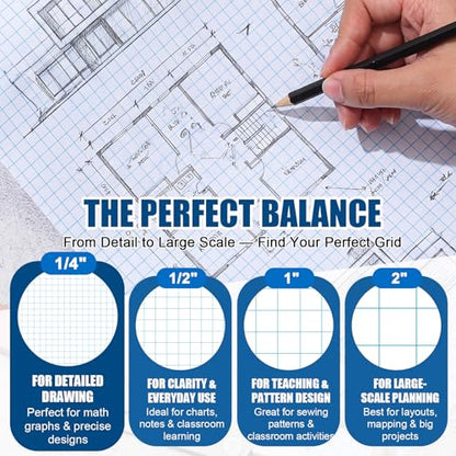 Jetec 1 Roll Large Grid Graph Paper Roll 1/4'' Grid 16.5 Inch x 98ft Engineering Drafting Paper for Blueprint School Classroom Graphing Supplies Engineer Architect Designer Mathematician Gifts - color: 1/4'' Grid, size: 16.5 Inch X 98ft