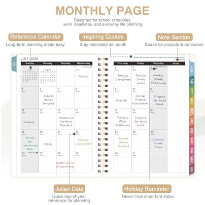 Planner 2026-2027, Weekly and Monthly Academic Year Calendar Planner, July 2026 - June 2027, Daily Agenda Book for Office School Supplies, Letter Size(8.5'' x 11'') - color: C-Beige, size: 8.5"x11"(Jul 2026-Jun 2027)