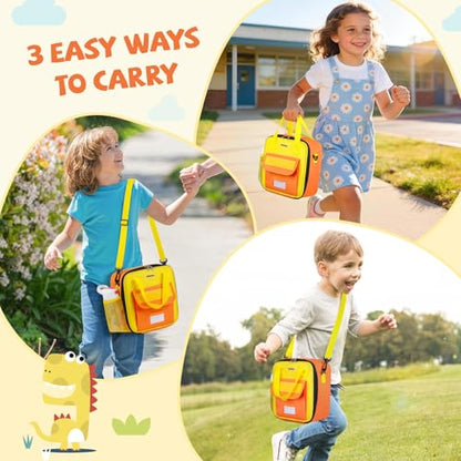 REDSHELL Lunch Box Kids, Large Insulated Lunch Bag for Boys Girls, Orange | Tactical Style, Cooler Lunchbag, Square Toddler Lunchbox, School & Daycare, Lunch Tote, Water Bottle Holder, Adjustable Strap - color: Orange