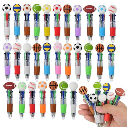 Oneshow 50PCS Sports Party Favors Mini Pens, 4-in-1 Baseball Ballpoint Pen | Sports Soccer Basketball Baseball Bulk Goodie Bag Stuffers, Teacher Reward Pens, Bulk Back to School Supplies for Students - style: Sports-50PCS