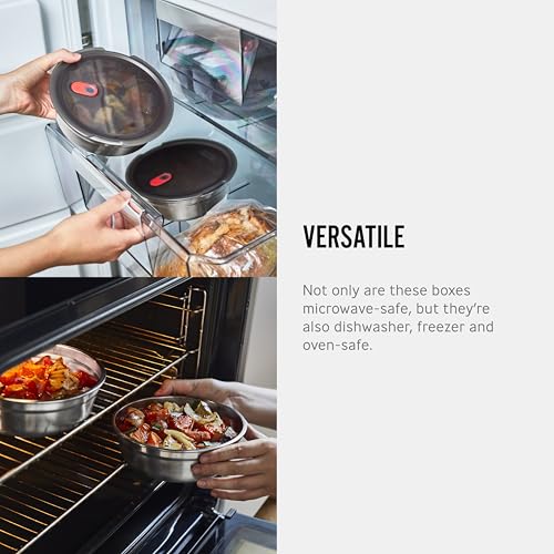 BLACK + BLUM Lunch Bowl - Reusable Meal Prep Containers for Picnic & Camping - Microwavable Stainless Steel Lunch & Dinner Food Storage Box with Leak Proof Lid - Dishwasher & Oven Safe - 650ml | Leak Proof & Airtight, Durable & Reusable, Stackable Food St