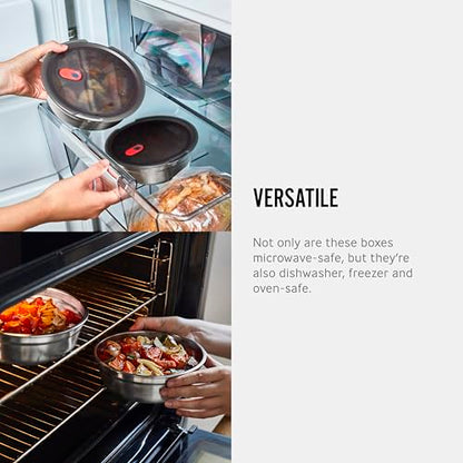 BLACK + BLUM Lunch Bowl - Reusable Meal Prep Containers for Picnic & Camping - Microwavable Stainless Steel Lunch & Dinner Food Storage Box with Leak Proof Lid - Dishwasher & Oven Safe - 650ml | Leak Proof & Airtight, Durable & Reusable, Stackable Food St