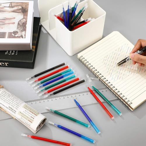 Zonon 24 Pcs 0.7mm Erasable Gel Ink Pen Refills Compatible with Frixion Friction Gel Ink Refills Medium Fine Point Erasable Pens Lead for Writing Planner and Crossword Puzzles(Black, Red, Green, Blue) - color: Black, Red, Green, Blue