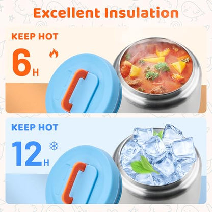 JXXM Lunch Box for Kids With 8oz Soup Thermo, Leak-proof Lunch Container with 2 Compartments, Thermo Food Jar Food Containers for Back to School Girls Boys (Blue) - color: Blue