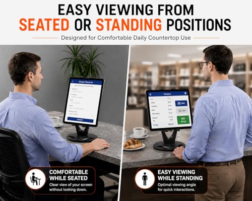 MAX SMART Tablet Stand for POS, Weighted Base Holder for Retail & Reception - color: Black