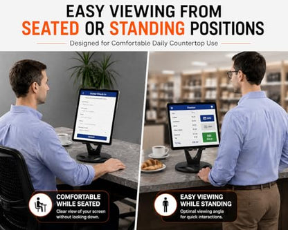 MAX SMART Tablet Stand for POS, Weighted Base Holder for Retail & Reception - color: Black