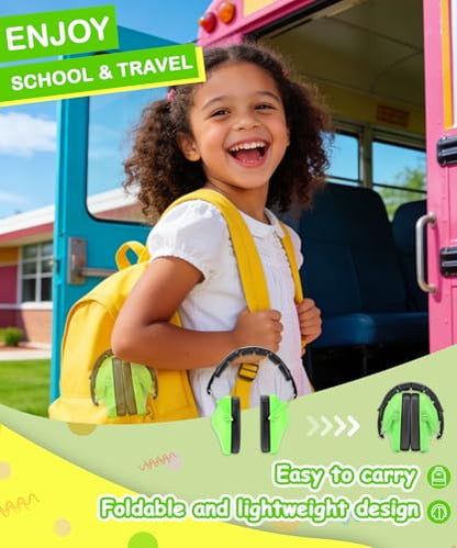 ZOHAN Kids Noise Cancelling Headphones - 25dB NRR Kids Ear Protection 2 Pack, Hearing Protection Safety Ear Muffs for School Monster Truck Fireworks Travel Studying Concerts Autism, Blue and Green - color: 2pack - Blue+green