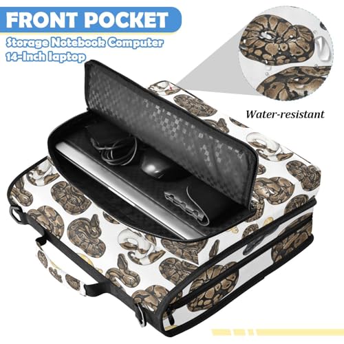 Pythons 2inch 3 Ring Zipper Binder Multi-Pocket Storage Holds 14 Inch Laptop for Students and Office Use - color: Pythons