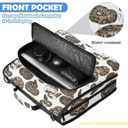 Pythons 2inch 3 Ring Zipper Binder Multi-Pocket Storage Holds 14 Inch Laptop for Students and Office Use - color: Pythons