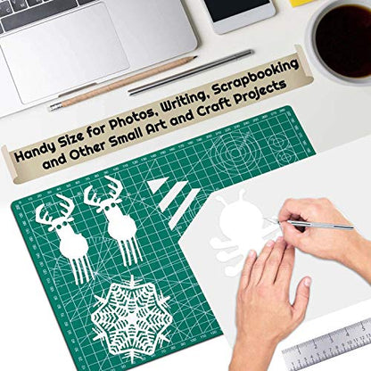 anezus Self Healing Sewing Mat, Rotary Cutting Mat Double Sided 5-Ply Craft Cutting Board for Sewing Crafts Hobby Fabric Precision Scrapbooking Project 9inch x 12inch(A4) - color: Green, size: 9.1"L x 7.9"W