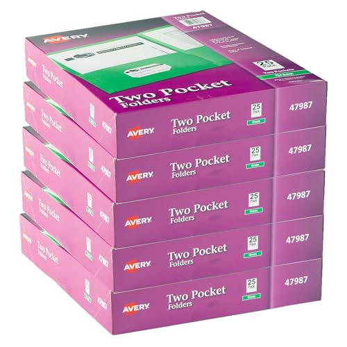 Avery Two Pocket Folders, Holds up to 40 Sheets, Business Card Slot, Case Pack of 125 Green Folders (47987) - style: 125 folders