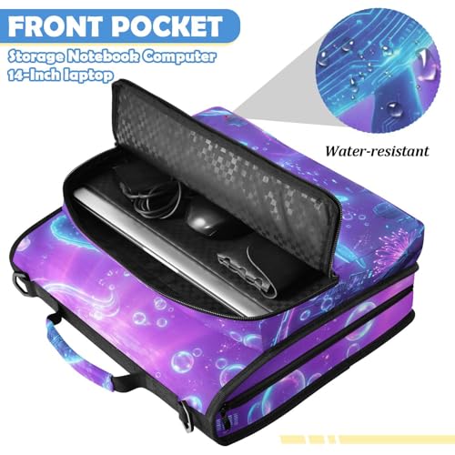 Blue Whale 2-inch 3 Ring Zipper Binder with Shoulder Strap Holds 14 Inch Laptop for Students and Office - color: Blue Whale