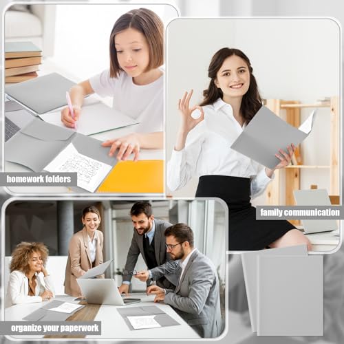 Gueevin 50 Pcs Plastic Folders with Pockets, Back to School Two Pocket Folder Fit Letter Size, Heavy Duty School Business Card Holder for Home Office, 11. 61 x 9. 45 Inches (Gray) - color: Gray