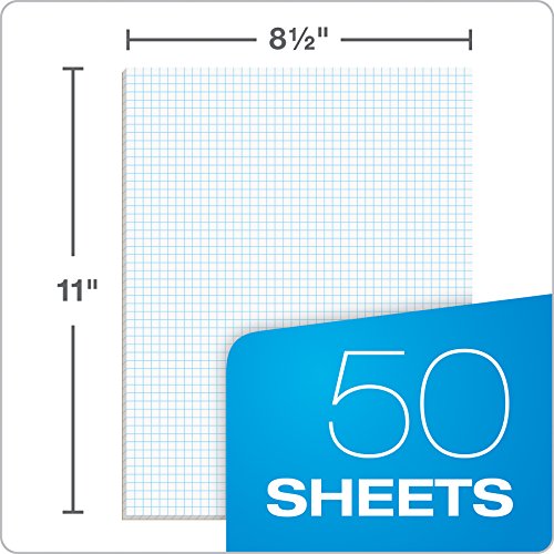 Ampad Efficiency Quadrille Pad, 8-1/2 x 11, White, 5x5, 50 Sheets per Pad, 10 Pads per Pack (22-032C) - size: 8-1/2 x 11