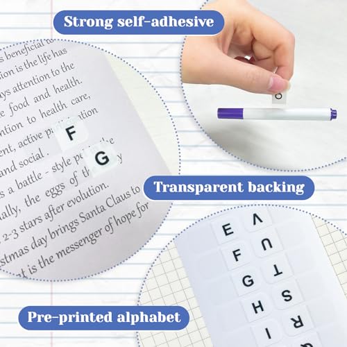 A-Z Sticky Alphabet Tabs Self-Adhesive Letter Index Tabs for Notebook, Textbook, Dictionary, and Filing (208 Pcs) - color: White