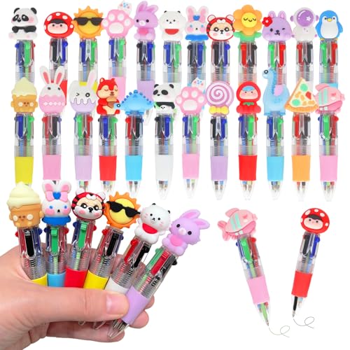 Party Favor for Kids Mini Multicolor Pens in One 4-in-1 Cute Pens Bulk for Kids Fun Kawaii Cool Ballpoint Pen for Birthdays Gifts and Goodie Bag Stuffers Teacher Supplies (Cute, 24) - style: Cute