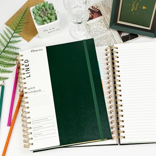 Hardcover Spiral Notebook with removable dividers 300 page,5 Subject Notebook 8"x10" B5 College Ruled Notebooks for School Note taking，Lined Journal for Women (Green) - color: GREEN