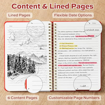 deli Red Lined Spiral Journal Notebook, 160 Pages, A5 (5.5"x8") Hardcover Writing Notebook, College Ruled Spiral Bound Journal for Women & Men - Perfect for Work, School, Office & Note Taking - color: Red