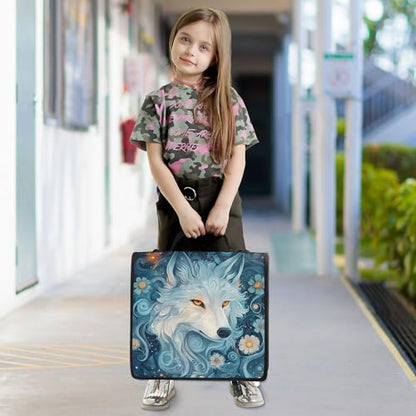 Wolf Zipper Binder with Shoulder Strap, 500 Sheets Capacity, Multiple Pockets 1.5Inch 3 Ring Zipper Binder - color: Wolf