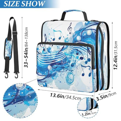 YETTASBIN Musical Note 3-Ring Zipper Binder with Shoulder Strap & Handle - 1.5" Binder Organizer Water-Resistant Expandable File Folder with Multi Pocket for School & Office Supplies