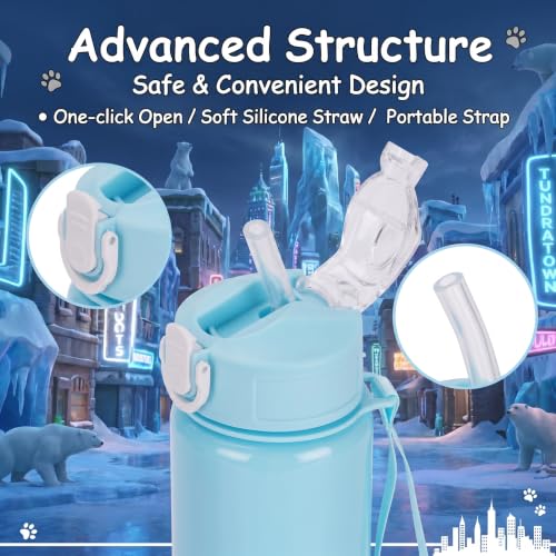 Cartoon Huntrix Water Bottle for Girls, 25oz Leak Proof with Straw Lid, Gifts for Girls (Zootopia) - color: Zootopia