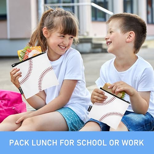 Reusable Food Storage Bags Baseball 3 Pack Set Lunch Bag Compact Sandwich Snack Bag Small Medium Large for Lunch, Travel & Organization - color: Bag 20