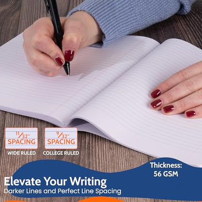 24 Pack - EPI College Ruled Composition Notebook Black - 200 Pages (100 Sheets), 9-3/4 x 7-½ - Classroom Back to School Supplies, Heavy Duty, Durable Hardcover Office Notebooks, Sewn - size: Pack of 24, style: College Ruled
