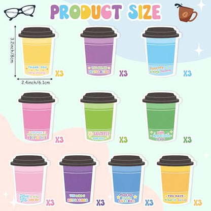 Xqumoi 30 Pack Employee Appreciation Coffee Cup Sticky Notes - Self Sticky Notepad Writing Memo Pad for Coffee Lover Staff Member Colleague Worker Office School Supply - style: Employee Appreciation