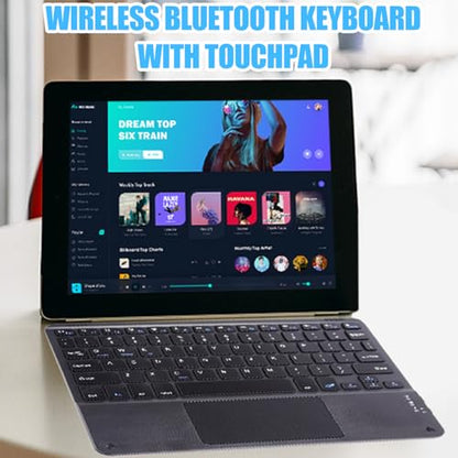 Wireless Bluetooth Keyboard, Ultra Slim Rechargeable Small Portable with Touchpad 10 Inch Wireless Keyboard, for Tablet Laptop Smartphone iOS Android Windows, Adult College Student Kids Gift(Black)