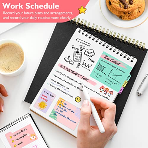 Sticky Notes Set, Post Self-Stick Notes Pads for Journaling Notebook Planner Study, Office Supplies College Essentials Back to School Supplies for High School Students Teen Girl Gifts Preppy - color: Pastel