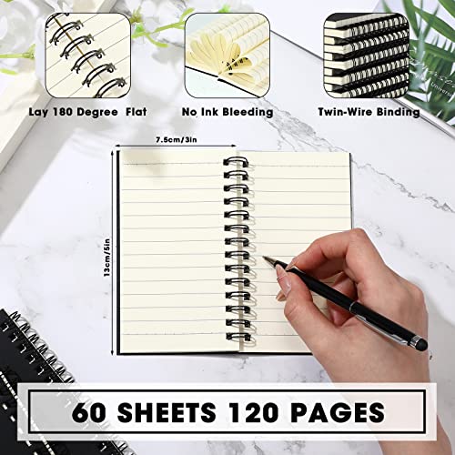 Jutom 54 Pcs Small Spiral Notebooks Memo Pads 3x5 Bulk Small Pocket Notepads Back to School Supplies Mini Notebook with Lined Mini Journals for Office & Work, 120 Pages (Black) - color: Black