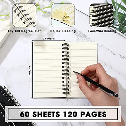 Jutom 54 Pcs Small Spiral Notebooks Memo Pads 3x5 Bulk Small Pocket Notepads Back to School Supplies Mini Notebook with Lined Mini Journals for Office & Work, 120 Pages (Black) - color: Black