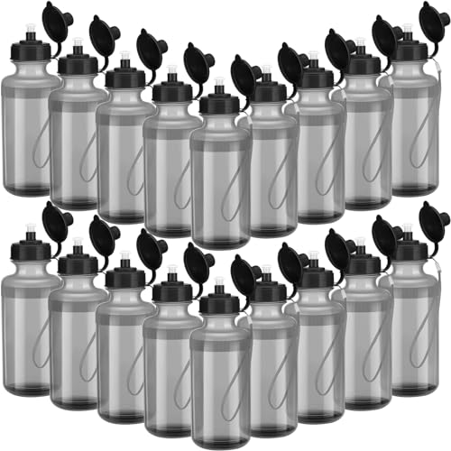 Zubebe 36 Pcs Sports Water Bottles Bulk Squeeze Reusable Plastic Water Bottles Back to School Supplies Summer Gifts for Students School Travel Hiking Cycling Event Team Gift - color: Clear Gray