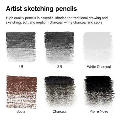 Winsor & Newton Studio Collection Artist Pencils, Sketching Pencils, Set of 6 - style: 6 Sketching Pencils