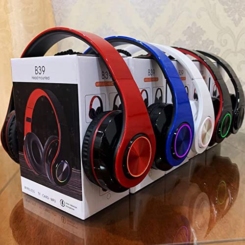 Kids Bluetooth Over Ear Headphones, Colorful LED Lights Headphones with Built-in Mic, Bluetooth 5.0, Wired and Wireless Foldable Stereo Headphones for Classroom/Home Office/Tablet/Airplane(Blue) - color: Blue