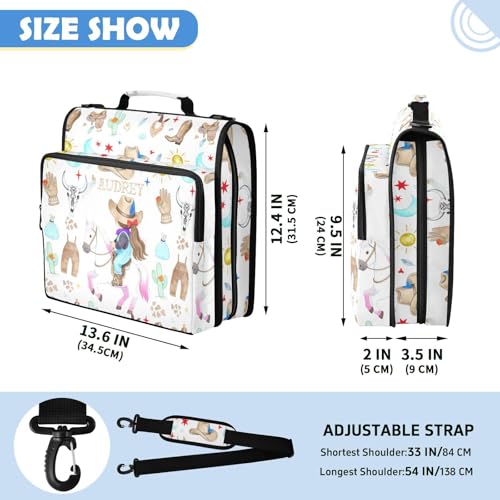 Cowgirl Wild West Running Horse Candy Zipper Binder 3 Ring, Multi-Pocket School & Office Personalized Binder Organizer, 800 Sheet Capacity, Compatible with 14-Inch Notebook, Back to School Gift - color: Option D
